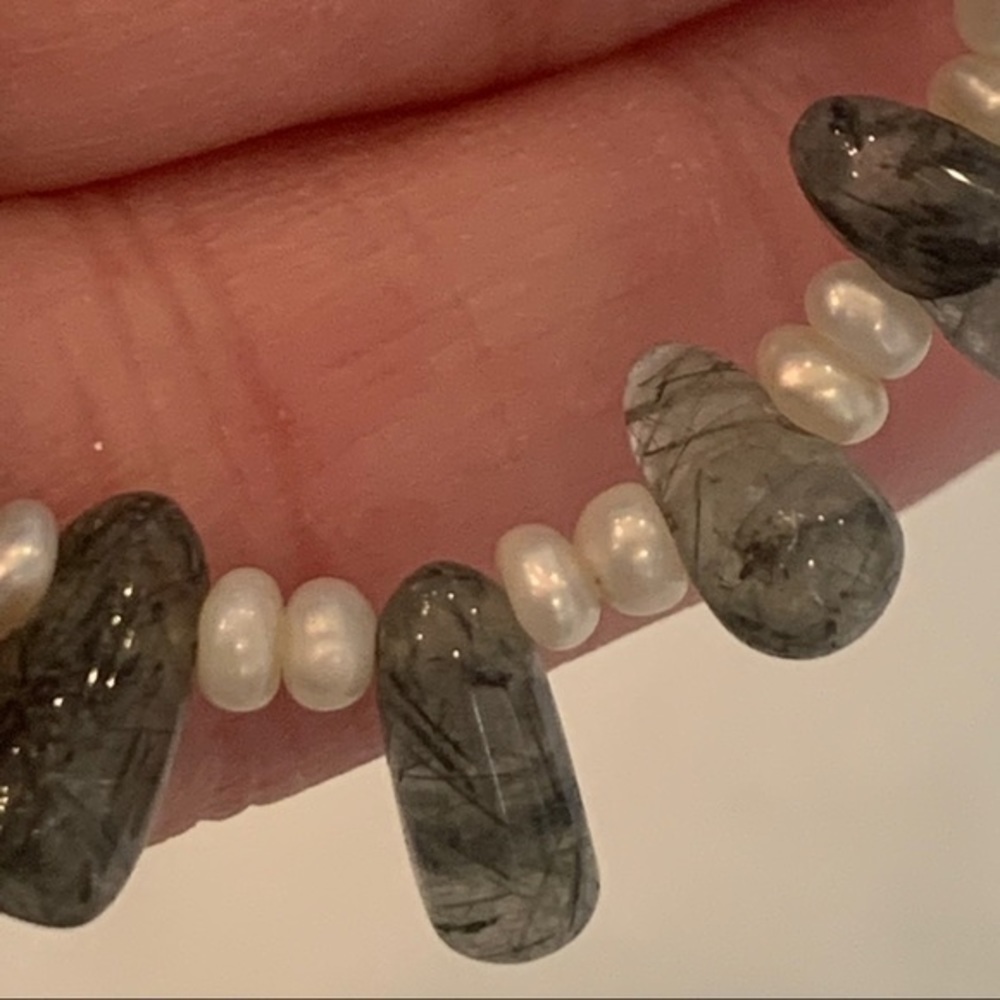 Sterling silver green jade natural stone Pearl - Picture 7 of 7